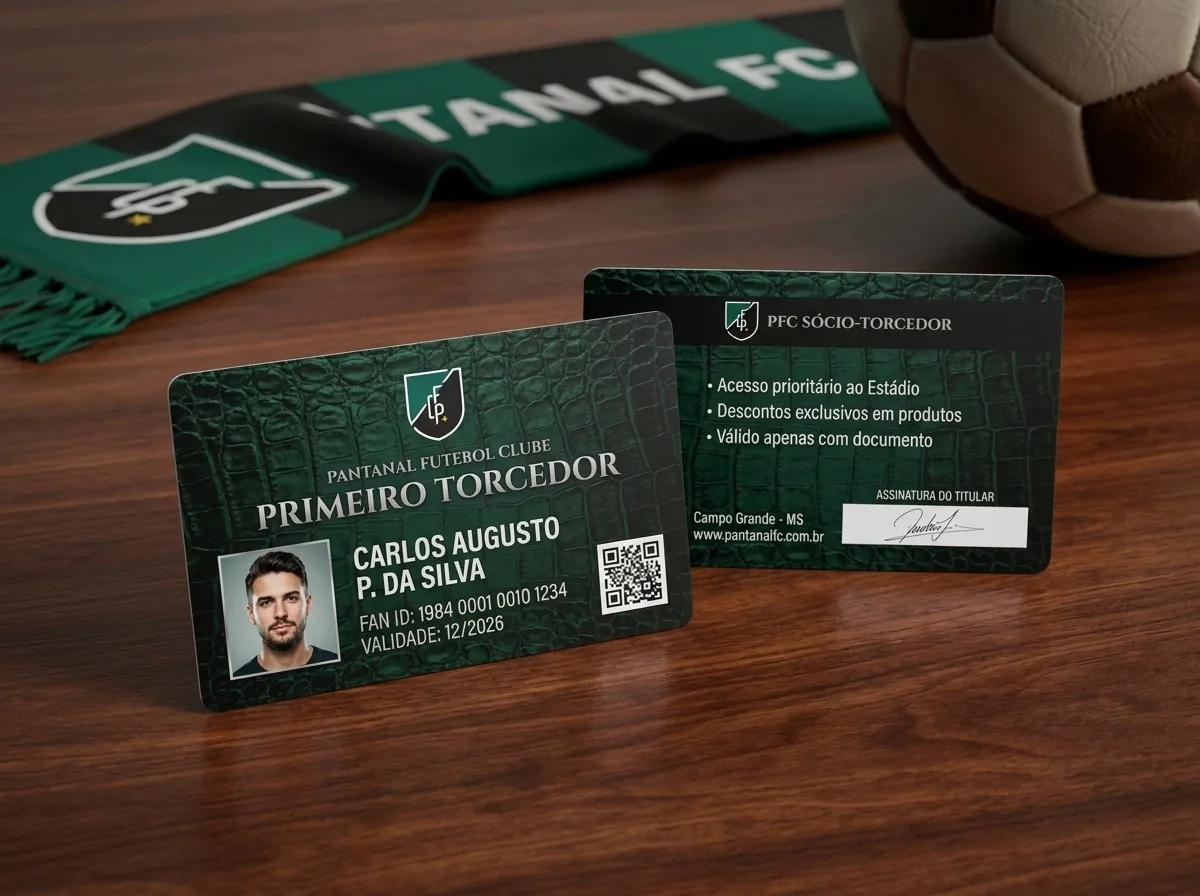 Mockup da carteirinha do primeiro torcedor do Pantanal